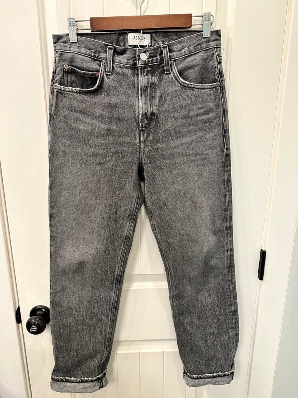 AGOLDE Valen Mid Rise Straight Leg Jeans Gray Wash Size 26 - Picture 3 of 6